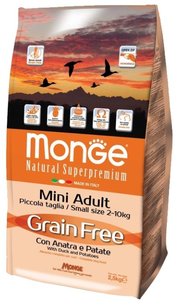 Monge Корм для собак Grain Free Mini Adult – Утка с картофелем. Беззерновой корм для собак фото